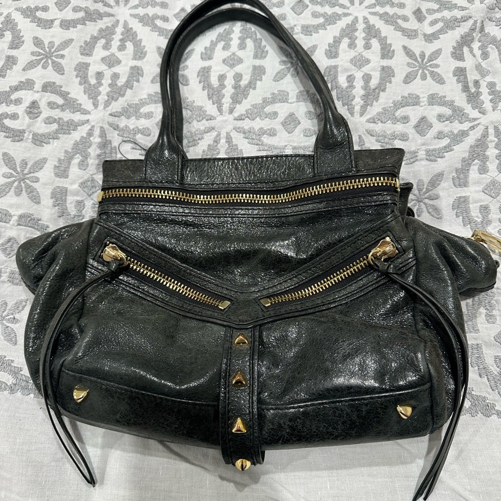 Botkier Metallic Black Trigger Satchel Bag